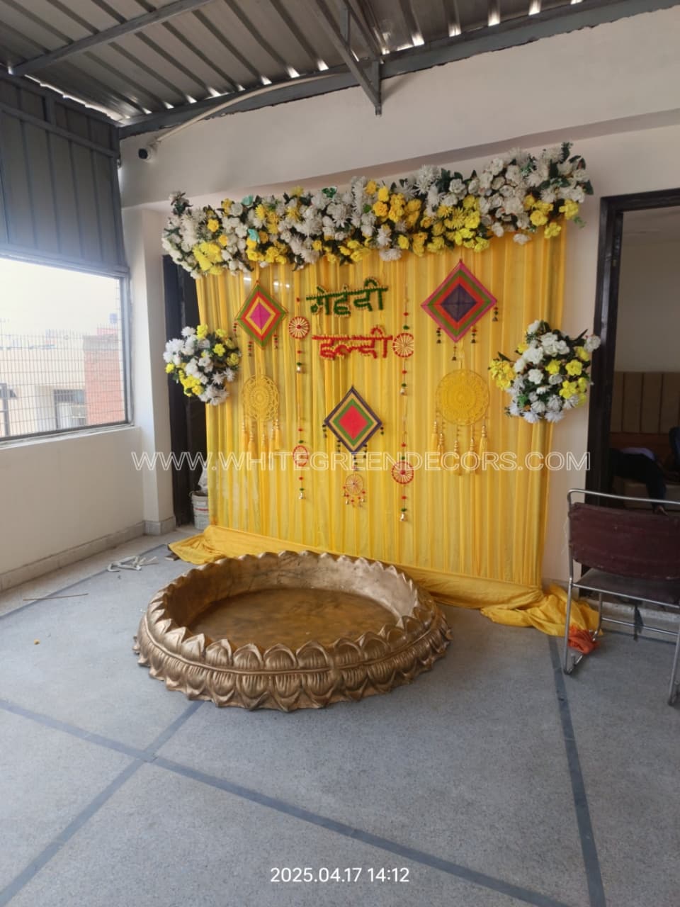 Classic Yellow Haldi Backdrop Setup