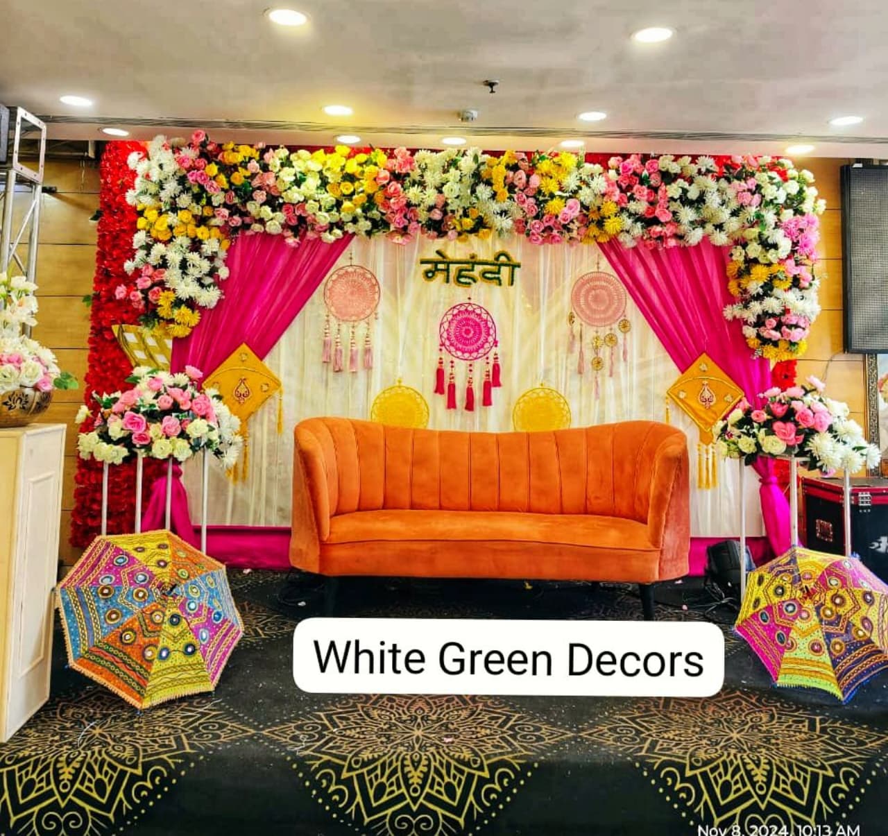 Luxury Mehndi Floral Backdrop Setup