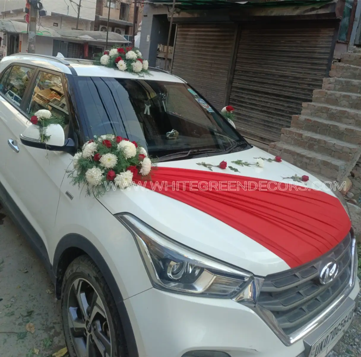 Premium Fresh Flower Wedding Car Decoration